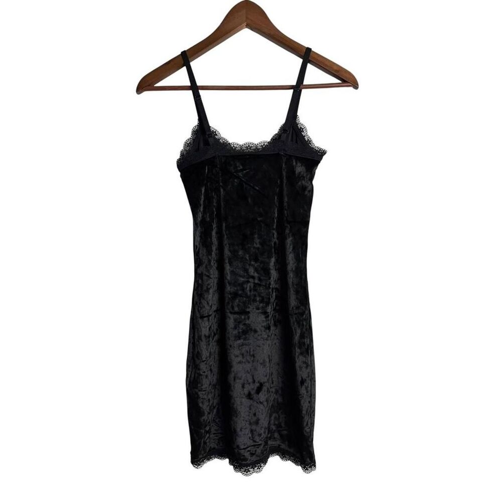 Velvet Babydoll Lace Trim Slip Dress Whimsigoth Fairy Grunge Mini Bodice XS - Picture 5 of 8